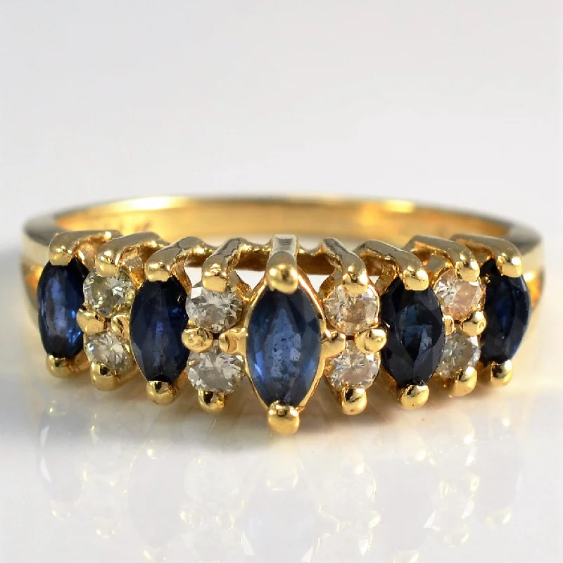 High-Quality Gemstone Jewelry For Special Occasions Split Shank Marquise Sapphire & Diamond Ring | 0.15ctw, 0.25ctw | SZ 5.75 | High-Quality Gemstone Jewelry For Special Occasions Split Shank Marquise Sapphire & Diamond Ring | 0.15ctw, 0.25ctw | SZ 5.75 |