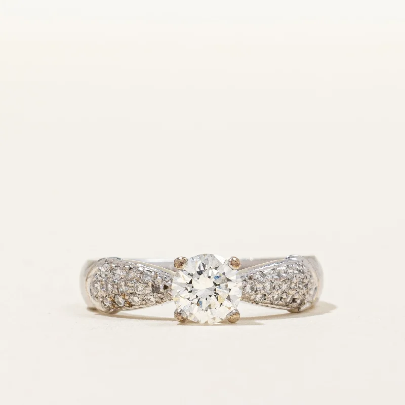 Modern Statement Jewelry For Bold Styling 18k Pave Detailed Engagement Ring | 0.65ctw VS1 H | SZ 4 | Modern Statement Jewelry For Bold Styling 18k Pave Detailed Engagement Ring | 0.65ctw VS1 H | SZ 4 |