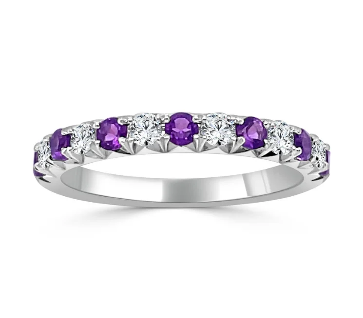 Discover Unique Jewelry With Special Limited-Time Offers Bremer Jewelry Amethysts and Diamonds Half Anniversary Fashion Ring in 14K White Gold (.25ctw) Discover Unique Jewelry With Special Limited-Time Offers Bremer Jewelry Amethysts and Diamonds Half Anniversary Fashion Ring in 14K White Gold (.25ctw)