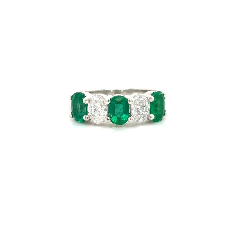 Personalized Engraved Jewelry For Meaningful Gifts Bremer Jewelry Emeralds and Diamonds Five Stone Fashion Ring in 14K White Gold (2.32ctw) Personalized Engraved Jewelry For Meaningful Gifts Bremer Jewelry Emeralds and Diamonds Five Stone Fashion Ring in 14K White Gold (2.32ctw)
