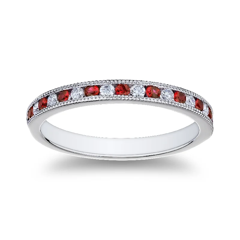 High-End Jewelry, Now More Affordable Than Ever Bremer Jewelry Ruby and Diamond Channel Set Ring in Platinum (0.40ctw)