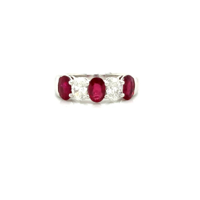 High-Quality Gemstone Jewelry For Special Occasions Bremer Jewelry Rubies and Diamonds Five Stone Fashion Ring in 14K White Gold (2.56ctw) High-Quality Gemstone Jewelry For Special Occasions Bremer Jewelry Rubies and Diamonds Five Stone Fashion Ring in 14K White Gold (2.56ctw)
