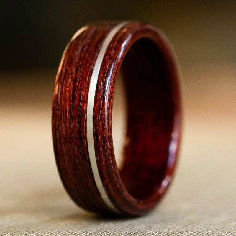 High-End Sparkle, Low-End Prices – Jewelry Sale Live (In-Stock) Bloodwood Ring with Offset Sterling Silver - Size 10 | 8mm Wide High-End Sparkle, Low-End Prices – Jewelry Sale Live (In-Stock) Bloodwood Ring with Offset Sterling Silver - Size 10 | 8mm Wide