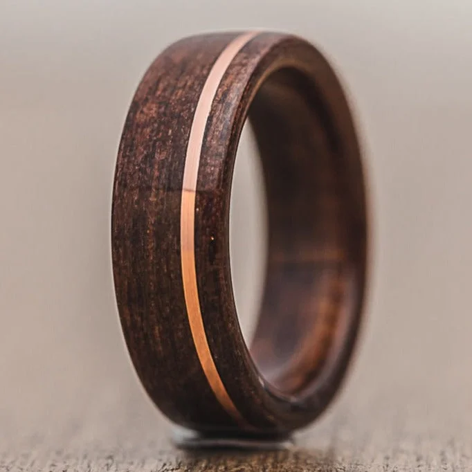 Timeless Jewelry At Special Discount Rates (In-Stock) Antique Walnut & Offset Copper Wood Wedding Band - Size 14 | 8mm Wide Timeless Jewelry At Special Discount Rates (In-Stock) Antique Walnut & Offset Copper Wood Wedding Band - Size 14 | 8mm Wide