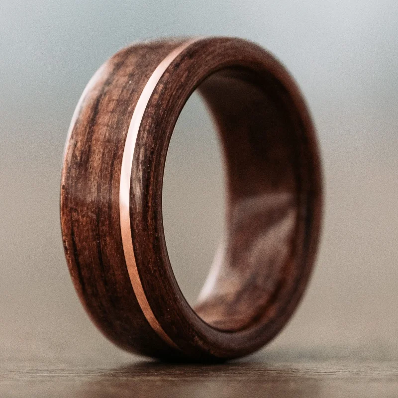 The Perfect Jewelry Piece At The Perfect Price (In-Stock) Antique Walnut Ring | Springfield 1903 Rifle Stock Liner & Offset 14k Rose Gold - Size 8 | 8mm Wide The Perfect Jewelry Piece At The Perfect Price (In-Stock) Antique Walnut Ring | Springfield 1903 Rifle Stock Liner & Offset 14k Rose Gold - Size 8 | 8mm Wide