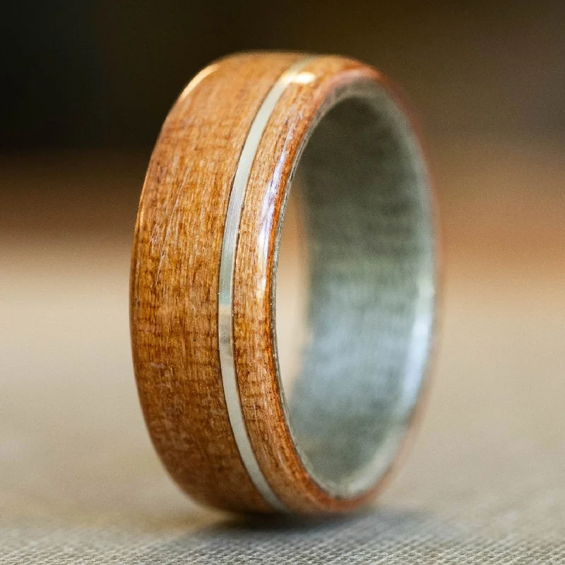 Shop Fine Jewelry With Amazing Deals (In-Stock) Black Cherry Wooden Ring with Weathered Maple Liner & Offset Sterling Silver - Size 9.5 | 8mm Wide Shop Fine Jewelry With Amazing Deals (In-Stock) Black Cherry Wooden Ring with Weathered Maple Liner & Offset Sterling Silver - Size 9.5 | 8mm Wide