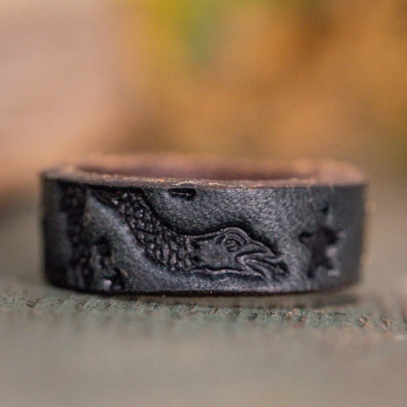 Grab Your Favorite Jewelry At The Lowest Prices "Join, or Die" Leather Ring | Stone Blue Grab Your Favorite Jewelry At The Lowest Prices "Join, or Die" Leather Ring | Stone Blue