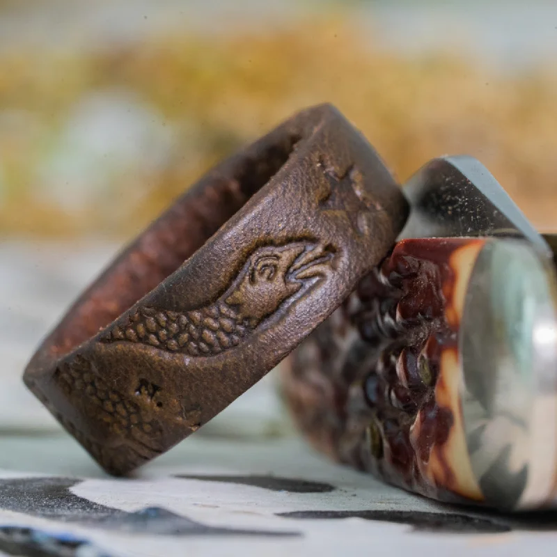 Luxury Jewelry At Unbeatable Discounts "Join, or Die" Leather Ring | Dark Olive