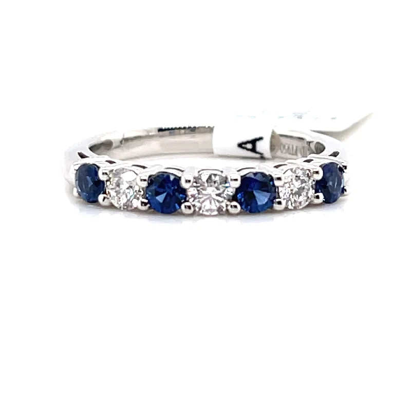 Affordable Glamour – Premium Jewelry At Special Prices Sapphires and Diamonds Half Anniversary Fashion Ring in 950 White Platinum (.80ctw) Affordable Glamour – Premium Jewelry At Special Prices Sapphires and Diamonds Half Anniversary Fashion Ring in 950 White Platinum (.80ctw)