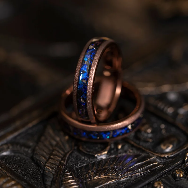 Bestselling Jewelry At Special Promotional Rates "Zeus" Domed Nebula Ring- Meteorite and Opal- Smoked Rose Gold 5mm Womens Bestselling Jewelry At Special Promotional Rates "Zeus" Domed Nebula Ring- Meteorite and Opal- Smoked Rose Gold 5mm Womens