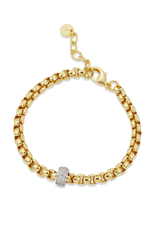 Trending Jewelry Styles Now At Limited-Time Discounts 18K GOLD PLATED ROUNDE FRANCO WITH PAVE RHONDELLE BRACELET Trending Jewelry Styles Now At Limited-Time Discounts 18K GOLD PLATED ROUNDE FRANCO WITH PAVE RHONDELLE BRACELET