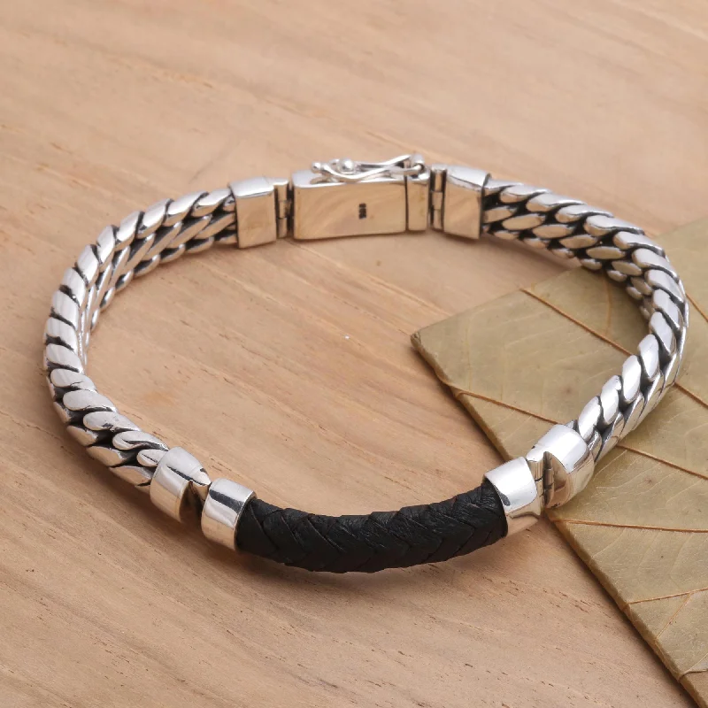 Buy More, Save More On Stunning Jewelry Pieces Bridge in Black Polished Sterling Silver and Leather Men's Bracelet Buy More, Save More On Stunning Jewelry Pieces Bridge in Black Polished Sterling Silver and Leather Men's Bracelet