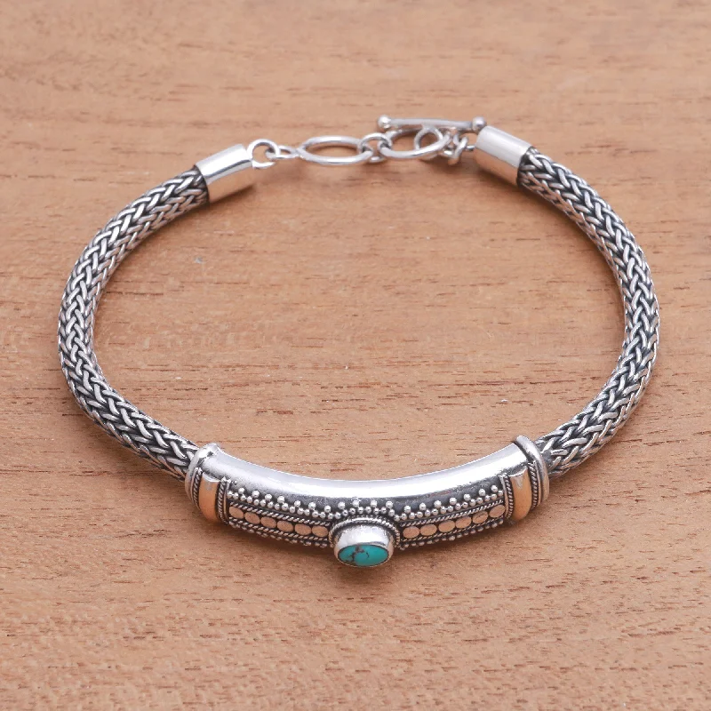 Grab Exquisite Jewelry At The Lowest Prices Center of Hope Gold Accented Natural Turquoise Pendant Bracelet from Bali Grab Exquisite Jewelry At The Lowest Prices Center of Hope Gold Accented Natural Turquoise Pendant Bracelet from Bali