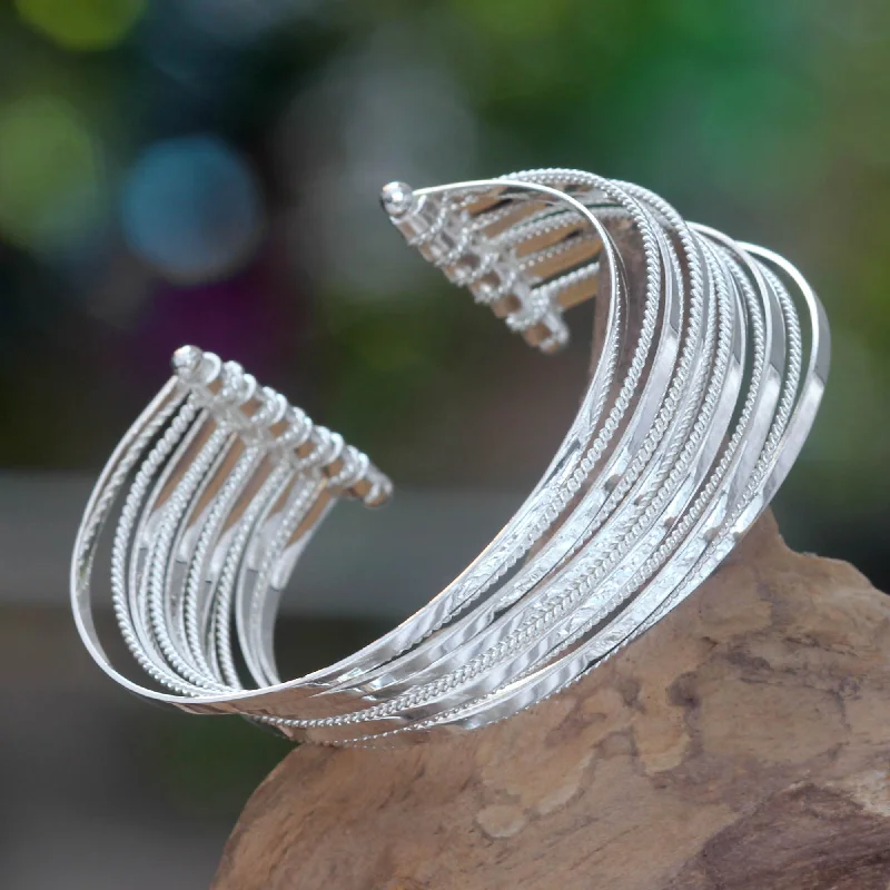 Celebrate Every Occasion With Sparkling Savings Concentric Sterling Silver Cuff Bracelet Celebrate Every Occasion With Sparkling Savings Concentric Sterling Silver Cuff Bracelet