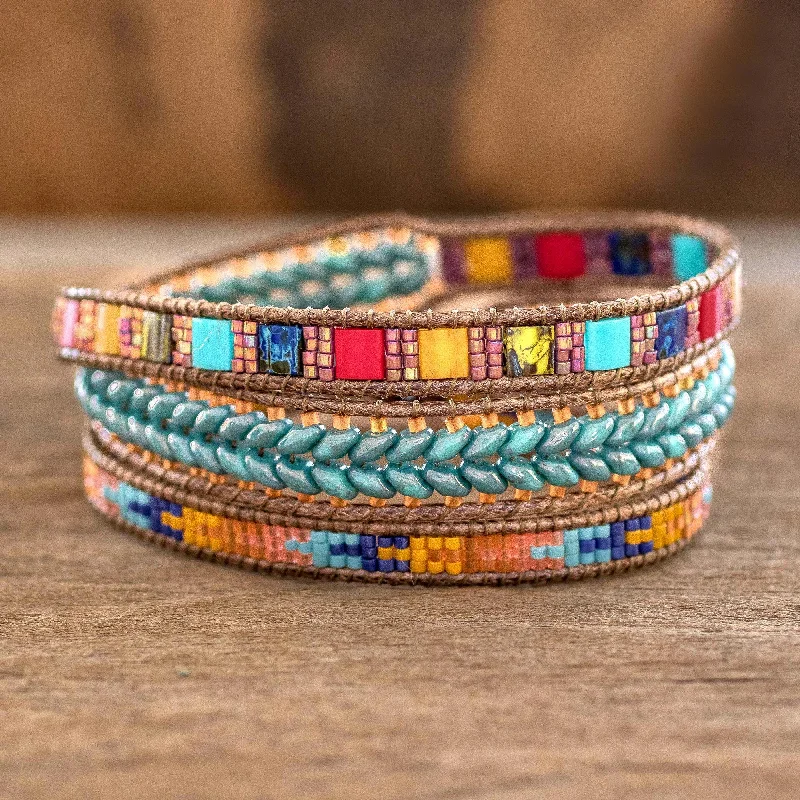 Don't Miss Our Biggest Jewelry Sale Of The Season Country Market Multicolored Glass Beaded Wrap Bracelet from Guatemala