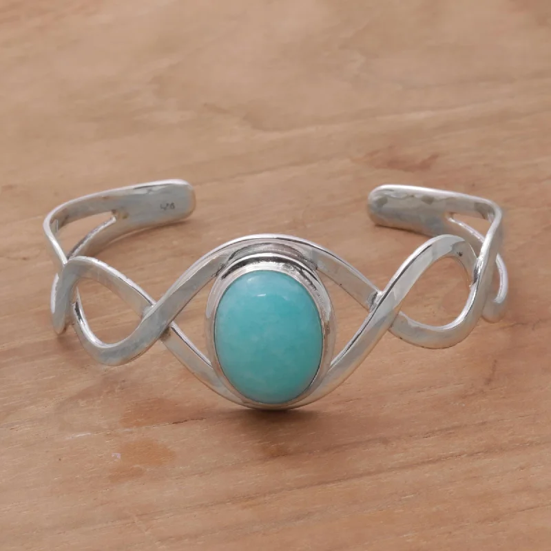 Elevate Your Outfit With Discounted Statement Jewelry DNA Amazonite and Sterling Silver Cuff Bracelet from Bali Elevate Your Outfit With Discounted Statement Jewelry DNA Amazonite and Sterling Silver Cuff Bracelet from Bali
