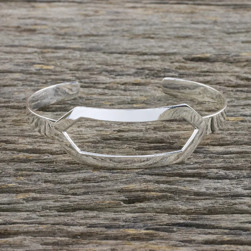 Last Chance To Shop High-End Jewelry At Markdown Prices Elegant Geometry Sterling Silver Cuff Bracelet with Elongated Hexagon Last Chance To Shop High-End Jewelry At Markdown Prices Elegant Geometry Sterling Silver Cuff Bracelet with Elongated Hexagon