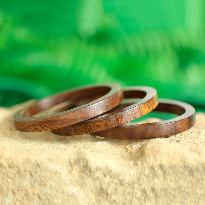 Timeless Elegance, Temporary Discounts – Act Fast Fashionable Trio Set of 3 Hand-Carved Mango Wood Bangle Bracelets from India Timeless Elegance, Temporary Discounts – Act Fast Fashionable Trio Set of 3 Hand-Carved Mango Wood Bangle Bracelets from India