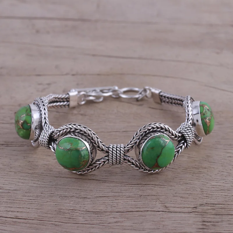Everyday Jewelry Essentials Now On Sale Heavenly Greens India Modern Green Composite Turquoise and Silver Bracelet Everyday Jewelry Essentials Now On Sale Heavenly Greens India Modern Green Composite Turquoise and Silver Bracelet