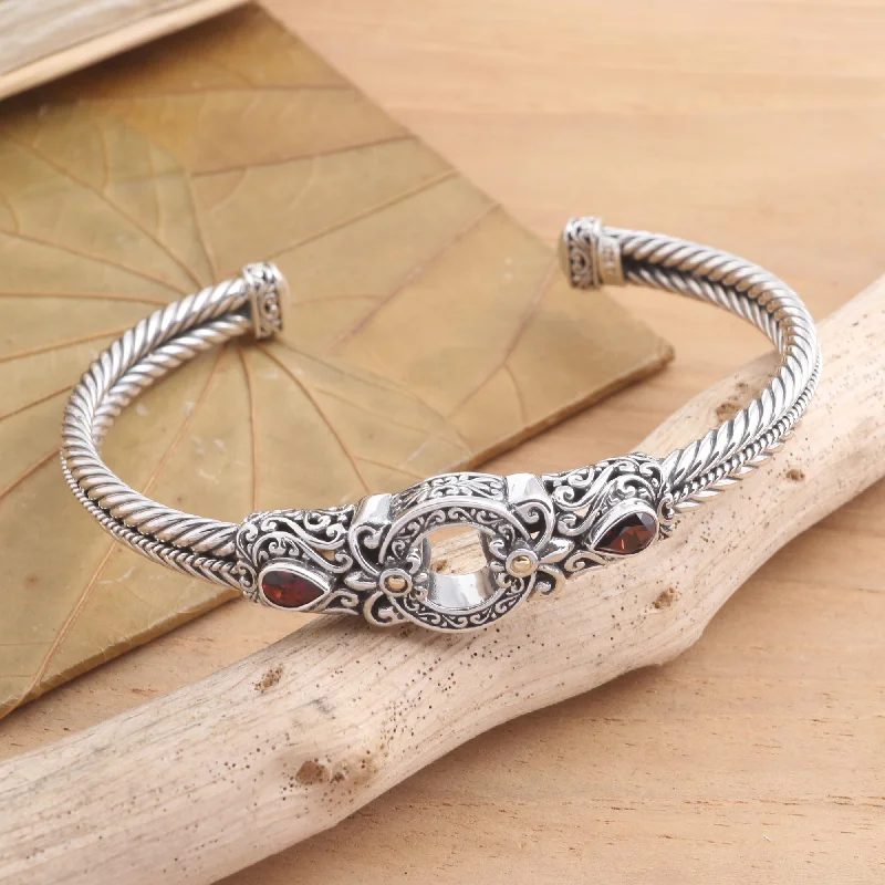 The Perfect Jewelry Piece At The Perfect Price Hidden Gate in Red Sterling Silver and Garnet Cuff Bracelet from Bali The Perfect Jewelry Piece At The Perfect Price Hidden Gate in Red Sterling Silver and Garnet Cuff Bracelet from Bali