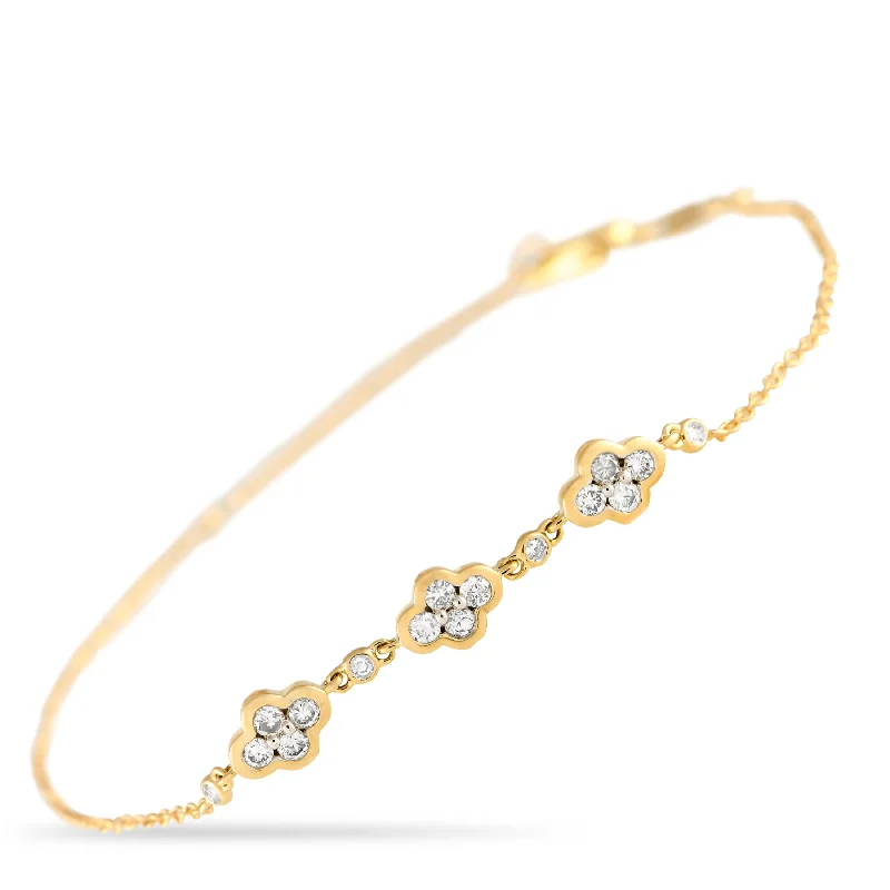 Luxury Jewelry At Unbeatable Discounts LB Exclusive 14K Yellow Gold 0.25ct Diamond Quatrefoil Bracelet BR09875-Y Luxury Jewelry At Unbeatable Discounts LB Exclusive 14K Yellow Gold 0.25ct Diamond Quatrefoil Bracelet BR09875-Y