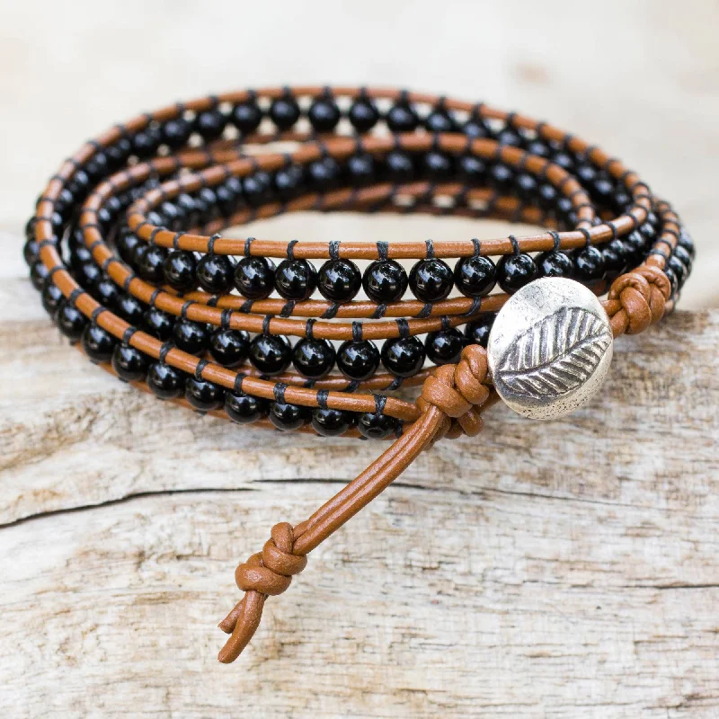 Affordable Elegance – Special Jewelry Sale Now Live Leaf Fossil Hill Tribe Silver and Onyx on Handmade Leather Wrap Bracelet Affordable Elegance – Special Jewelry Sale Now Live Leaf Fossil Hill Tribe Silver and Onyx on Handmade Leather Wrap Bracelet