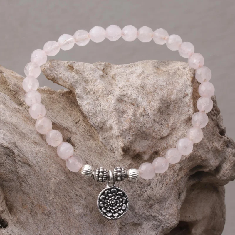 Upgrade Your Jewelry Collection For Less Lotus View Rose Quartz and Floral Charm Beaded Bracelet from Bali Upgrade Your Jewelry Collection For Less Lotus View Rose Quartz and Floral Charm Beaded Bracelet from Bali