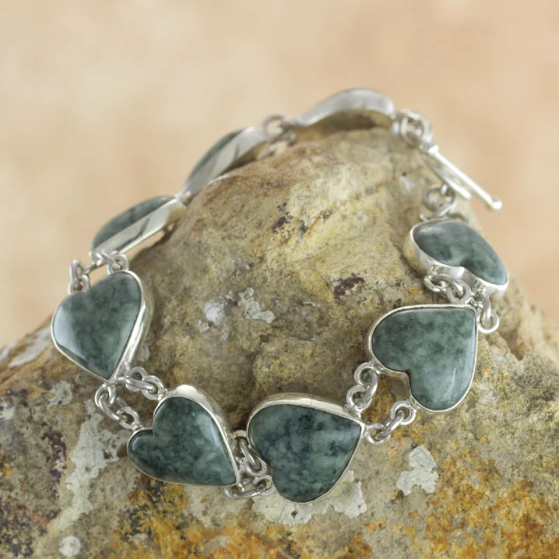 Exclusive Gemstone Jewelry At Special Prices Love Immemorial Heart Shaped Jade Sterling Silver Link Bracelet Exclusive Gemstone Jewelry At Special Prices Love Immemorial Heart Shaped Jade Sterling Silver Link Bracelet