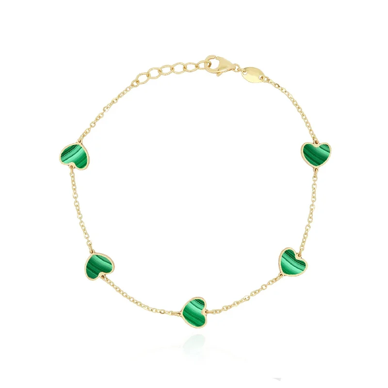 Shop Stylish Jewelry Now And Save Big Malachite Heart Station Bracelet
