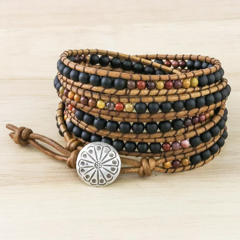 Discounted Luxury Jewelry – Shine Without The Splurge Midnight Walk Jasper and Glass Beaded Wrap Bracelet from Thailand Discounted Luxury Jewelry – Shine Without The Splurge Midnight Walk Jasper and Glass Beaded Wrap Bracelet from Thailand
