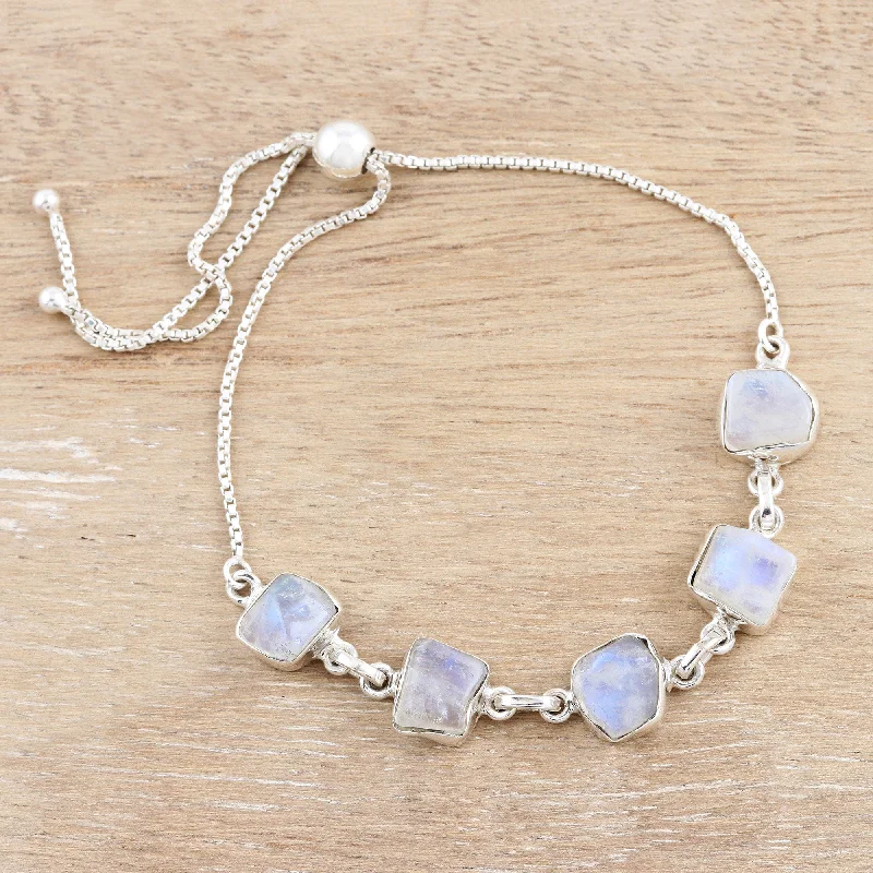 Fashion-Forward Jewelry At Exclusive Discounts Modern Harmony Freeform Rainbow Moonstone Link Bracelet Fashion-Forward Jewelry At Exclusive Discounts Modern Harmony Freeform Rainbow Moonstone Link Bracelet