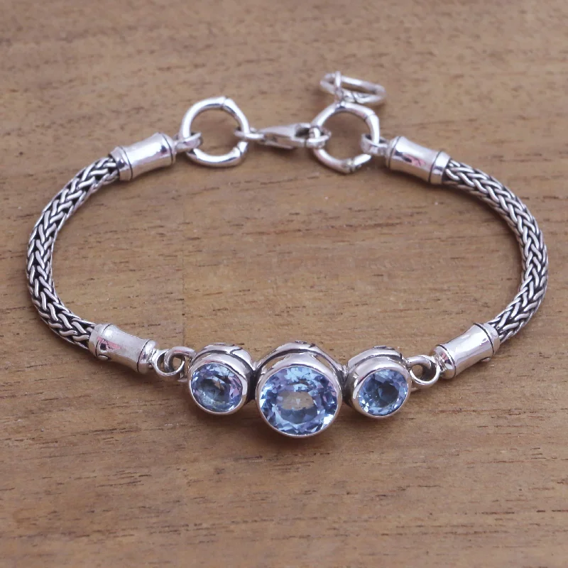 Handcrafted Beauty At Affordable Prices Mystic Bamboo Bamboo Motif Blue Topaz Pendant Bracelet from Bali Handcrafted Beauty At Affordable Prices Mystic Bamboo Bamboo Motif Blue Topaz Pendant Bracelet from Bali