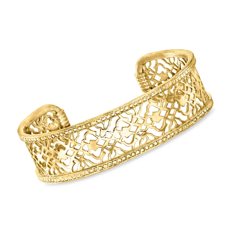 Gorgeous Jewelry, Limited-Time Savings Ross-Simons 18kt Gold Over Sterling Openwork Lace Cuff Bracelet Gorgeous Jewelry, Limited-Time Savings Ross-Simons 18kt Gold Over Sterling Openwork Lace Cuff Bracelet