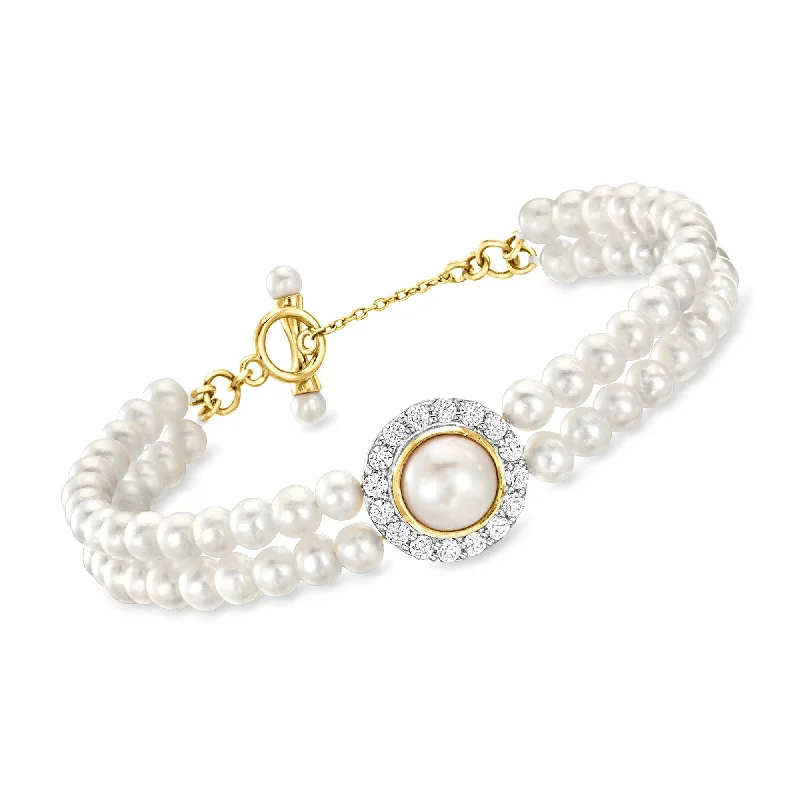 Sparkle More For Less – Jewelry Sale Happening Now Ross-Simons 3-8.5mm Cultured Pearl and White Zircon Bracelet in 18kt Gold Over Sterling Sparkle More For Less – Jewelry Sale Happening Now Ross-Simons 3-8.5mm Cultured Pearl and White Zircon Bracelet in 18kt Gold Over Sterling
