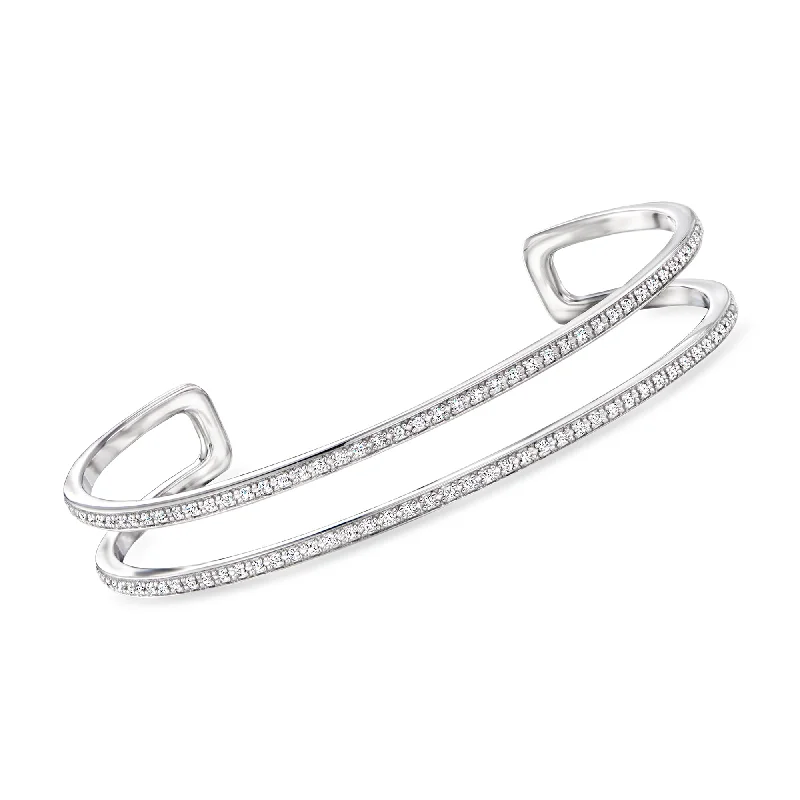 Dazzle With Discounts – Shop Jewelry On Sale Ross-Simons Diamond 2-Row Cuff Bracelet in Sterling Silver Dazzle With Discounts – Shop Jewelry On Sale Ross-Simons Diamond 2-Row Cuff Bracelet in Sterling Silver