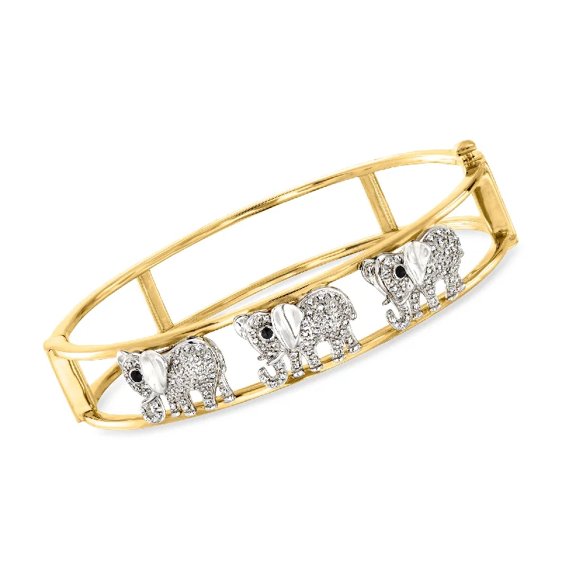 Unmissable Jewelry Sale – Shop Before It's Too Late Ross-Simons Diamond Elephant Bangle Bracelet With Black Enamel in 2-Tone Sterling Silver Unmissable Jewelry Sale – Shop Before It's Too Late Ross-Simons Diamond Elephant Bangle Bracelet With Black Enamel in 2-Tone Sterling Silver