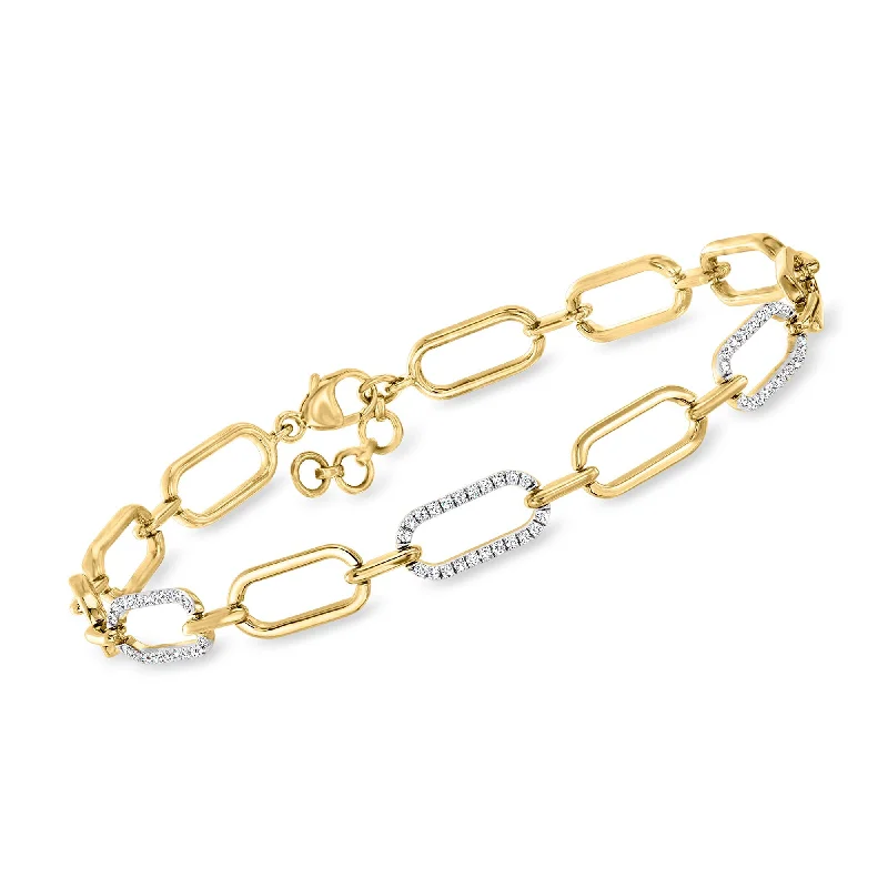 Limited-Time Offer On Elegant Jewelry Pieces Ross-Simons Diamond Paper Clip Link Bracelet in 18kt Gold Over Sterling