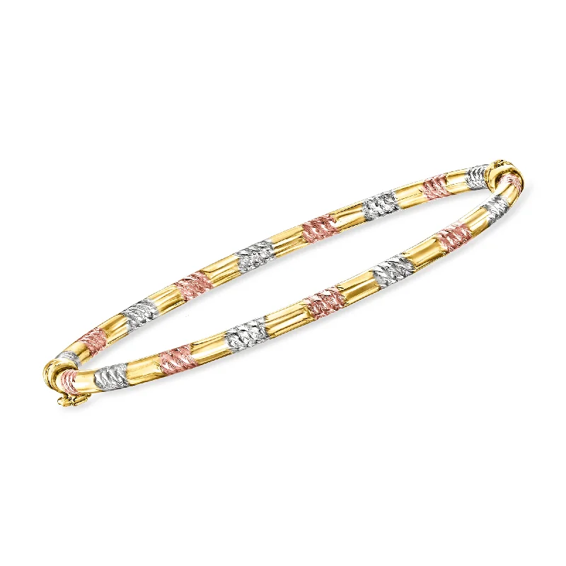 Breathtaking Jewelry, Breathtaking Prices Ross-Simons Italian 18kt Tri-Colored Gold Bangle Bracelet Breathtaking Jewelry, Breathtaking Prices Ross-Simons Italian 18kt Tri-Colored Gold Bangle Bracelet