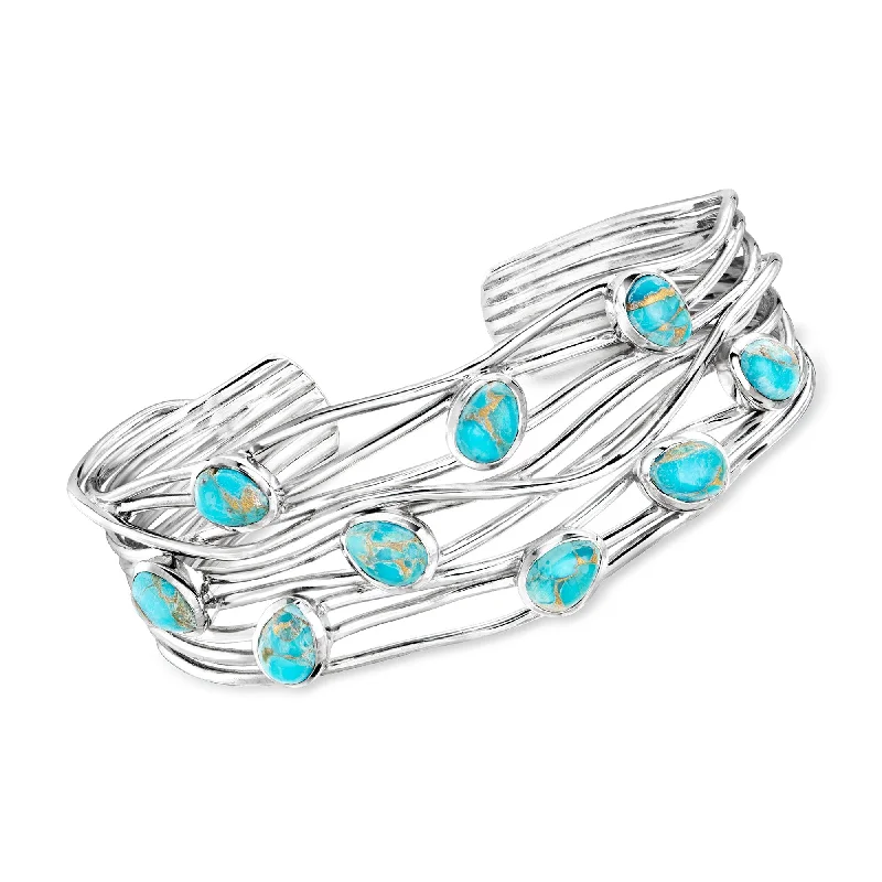 Premium Jewelry At Special Low Prices For A Limited Time Ross-Simons Turquoise Highway Cuff Bracelet in Sterling Silver Premium Jewelry At Special Low Prices For A Limited Time Ross-Simons Turquoise Highway Cuff Bracelet in Sterling Silver