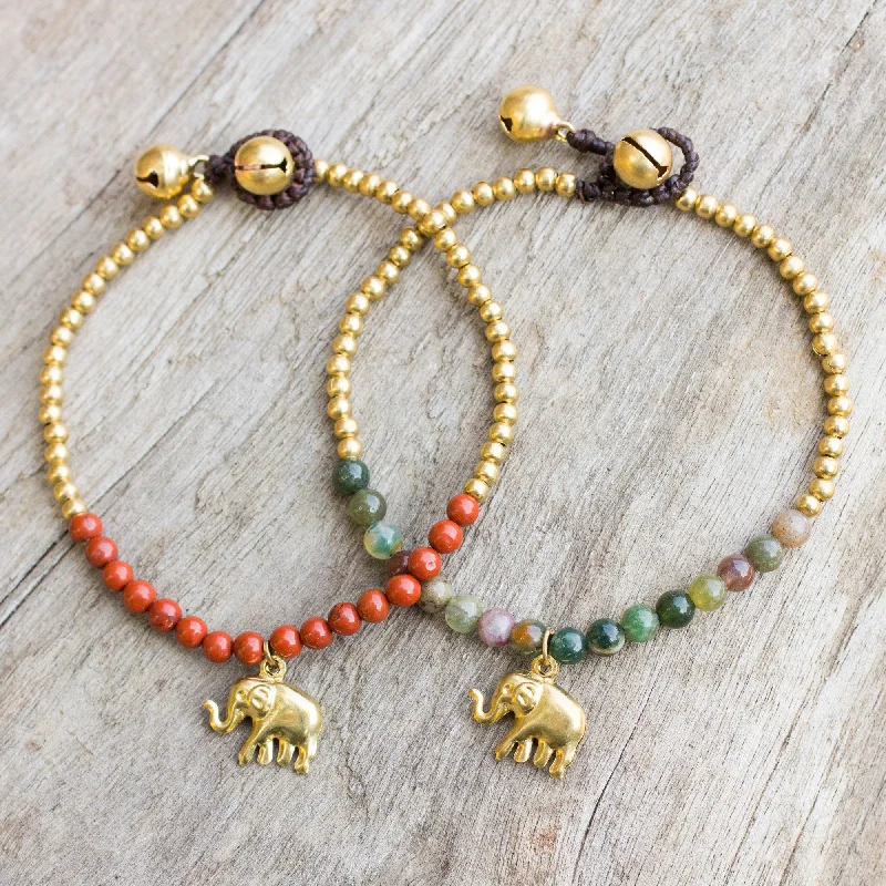 Bold And Beautiful Jewelry Now At Irresistible Prices Stylish Elephants Jasper and Elephant Charm on Pair of Brass Beaded Bracelets Bold And Beautiful Jewelry Now At Irresistible Prices Stylish Elephants Jasper and Elephant Charm on Pair of Brass Beaded Bracelets