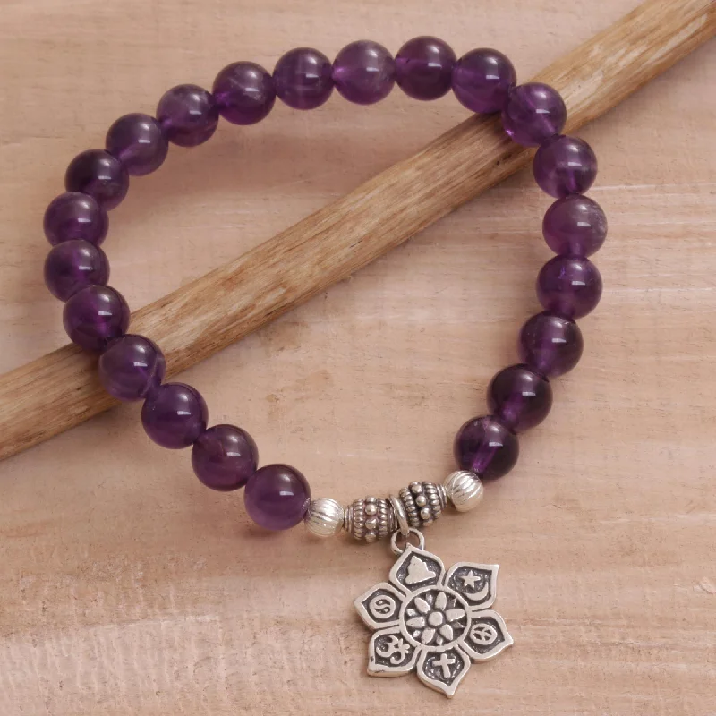 Personalized Jewelry Sale – Unique Gifts At Low Prices Unity Flower Amethyst Religious Beaded Stretch Bracelet from Bali Personalized Jewelry Sale – Unique Gifts At Low Prices Unity Flower Amethyst Religious Beaded Stretch Bracelet from Bali