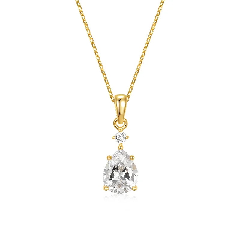 Unmissable Discounts On Timeless Jewelry Pieces 14k Gold Plated with Diamond Cubic Zirconia Raindrop Pear 2-Stone Pendant Necklace Unmissable Discounts On Timeless Jewelry Pieces 14k Gold Plated with Diamond Cubic Zirconia Raindrop Pear 2-Stone Pendant Necklace