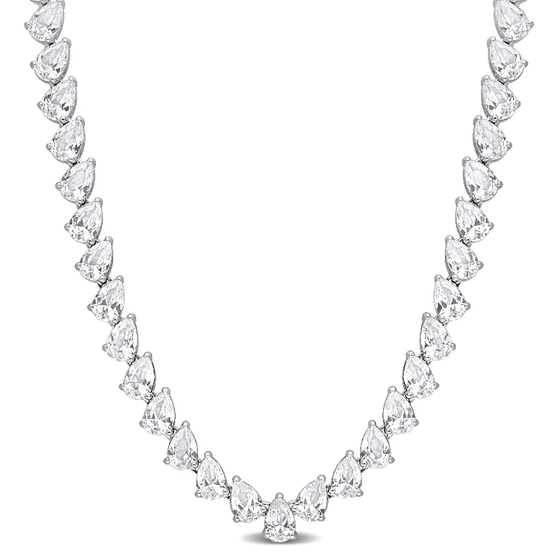 Bestselling Jewelry Now On Sale – Elevate Your Look 39 1/2 CT TGW Created White Sapphire Teardrop Tennis Necklace in Sterling Silver Bestselling Jewelry Now On Sale – Elevate Your Look 39 1/2 CT TGW Created White Sapphire Teardrop Tennis Necklace in Sterling Silver