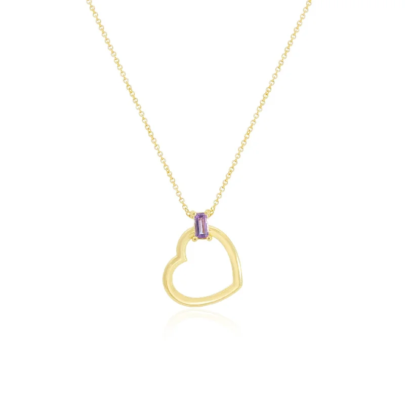 Flash Jewelry Sale – Get Stunning Pieces At Low Prices Baguette Amethyst Open Heart Necklace