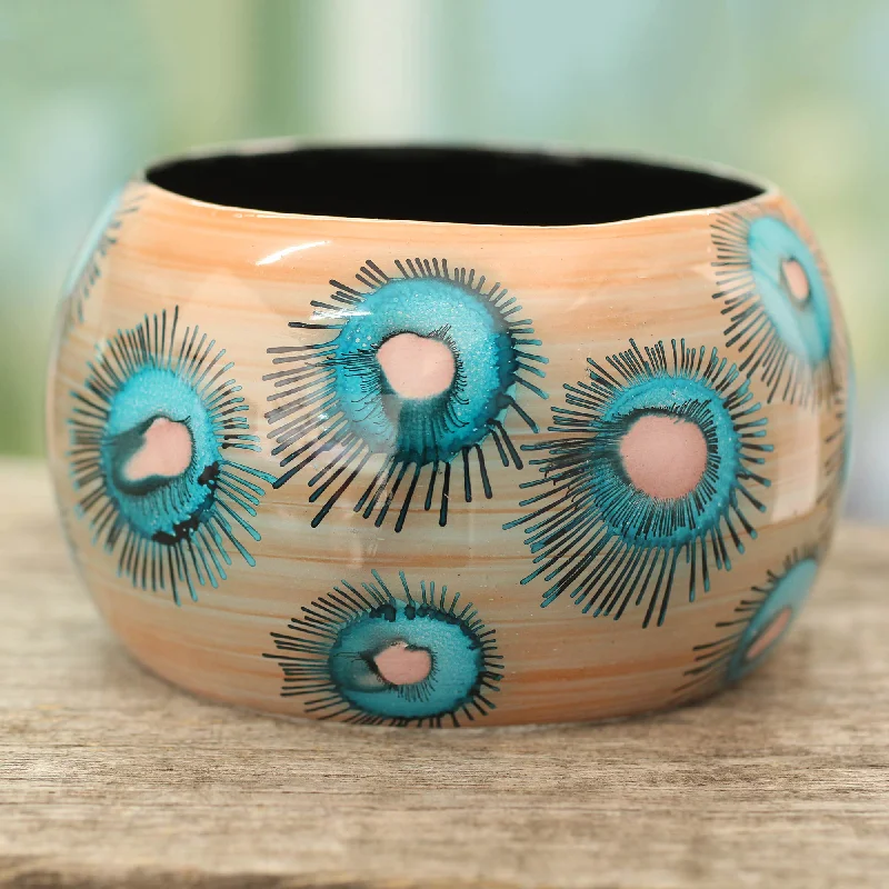 Customized Silver Jewelry For Unique Style Blue Anemone Bangle Bracelet