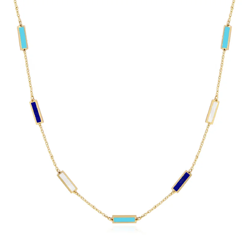 Shop Fine Jewelry With Amazing Deals Blue Mixed Bar Chain Necklace