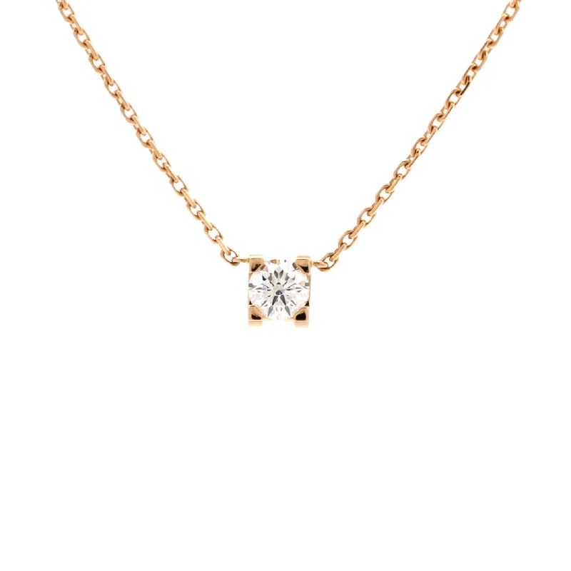 The Perfect Jewelry Piece At The Perfect Price C de Cartier Necklace 18K Rose Gold and Diamond 0.20-0.29CT The Perfect Jewelry Piece At The Perfect Price C de Cartier Necklace 18K Rose Gold and Diamond 0.20-0.29CT