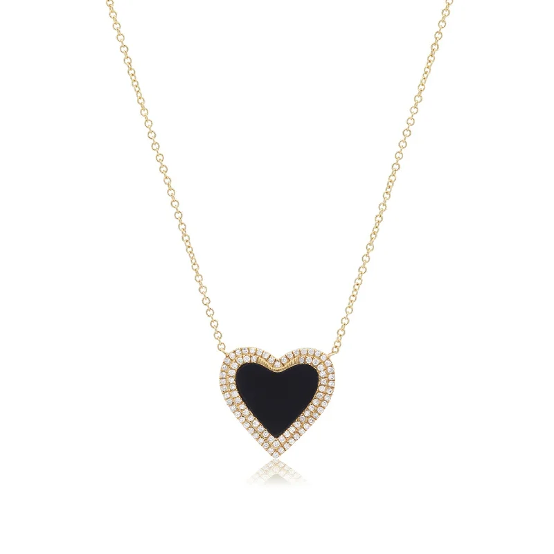 Get Ready To Sparkle – Special Jewelry Discounts Double Diamond Onyx Heart Necklace Get Ready To Sparkle – Special Jewelry Discounts Double Diamond Onyx Heart Necklace