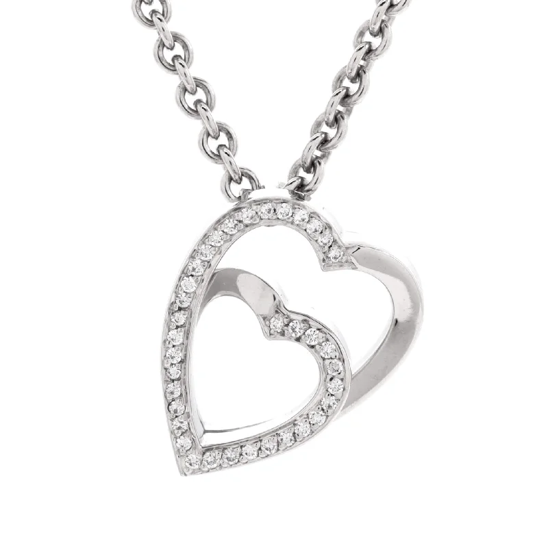 Stunning Jewelry Pieces At The Lowest Prices Ever Double Heart Pendant Necklace 18K White Gold with Diamonds Stunning Jewelry Pieces At The Lowest Prices Ever Double Heart Pendant Necklace 18K White Gold with Diamonds