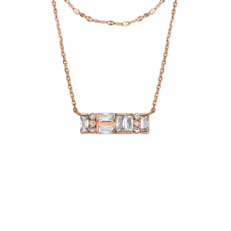 Bohemian-Inspired Jewelry For Free-Spirited Fashion Fossil Women's Hazel Sparkling Baguettes Rose Gold-Tone Brass Multi-Strand Necklace Bohemian-Inspired Jewelry For Free-Spirited Fashion Fossil Women's Hazel Sparkling Baguettes Rose Gold-Tone Brass Multi-Strand Necklace